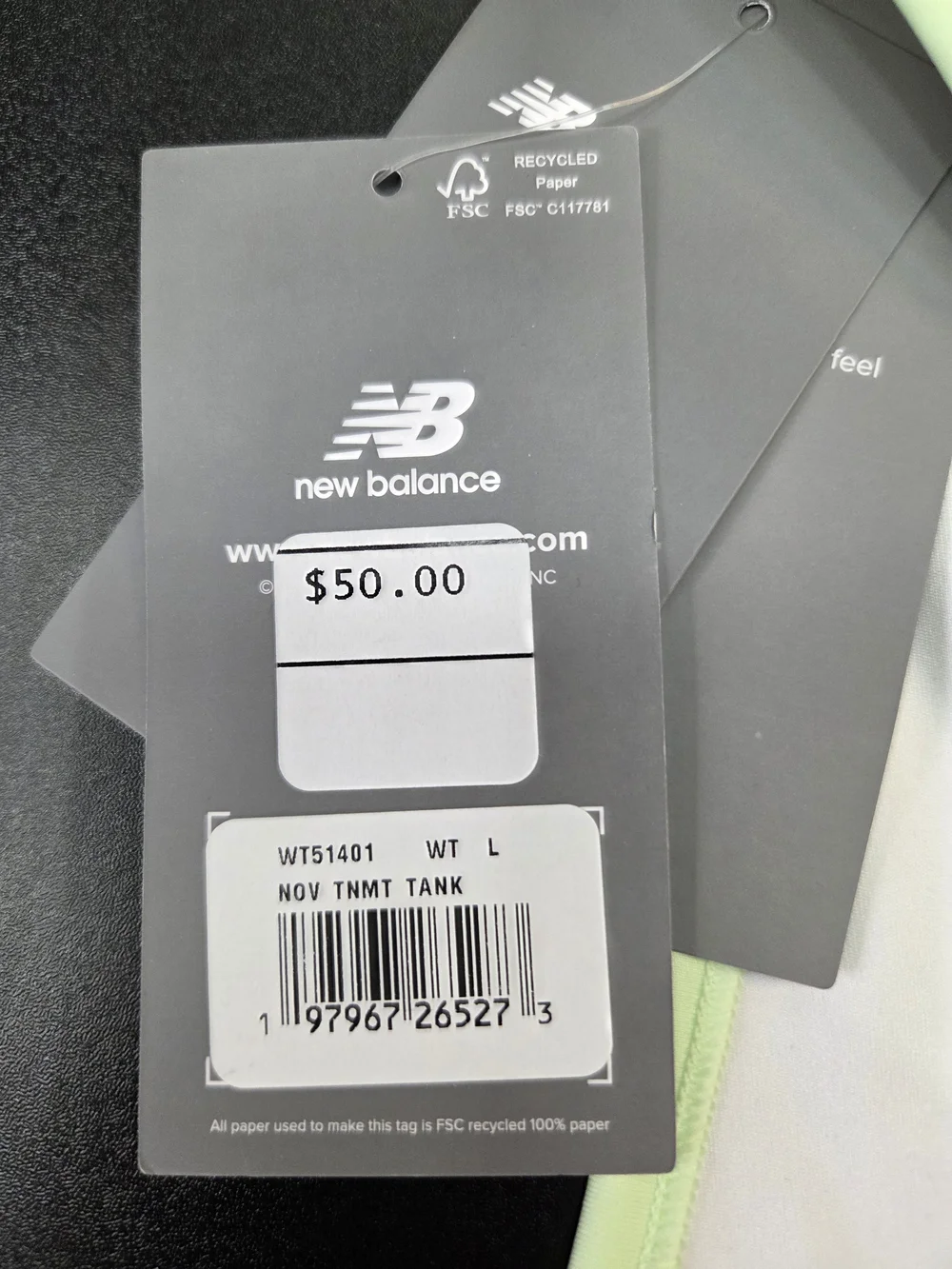 New Balance Dry Fitted Racerback Tank Top White Lime Women's Large NWT #1467